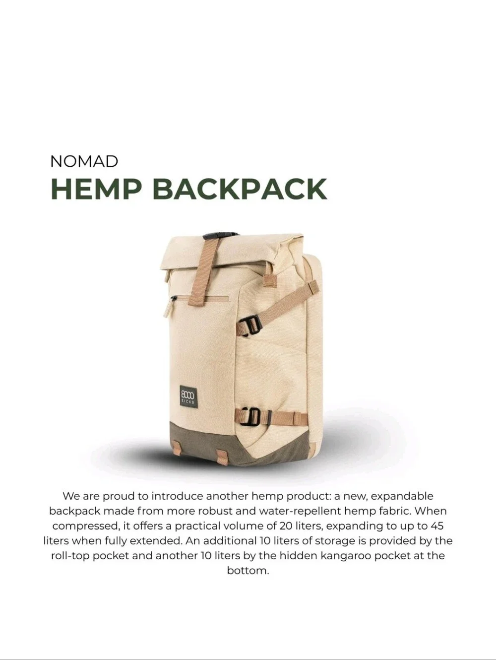 Nomad 3 In 1 8000Kicks Hemp Backpack